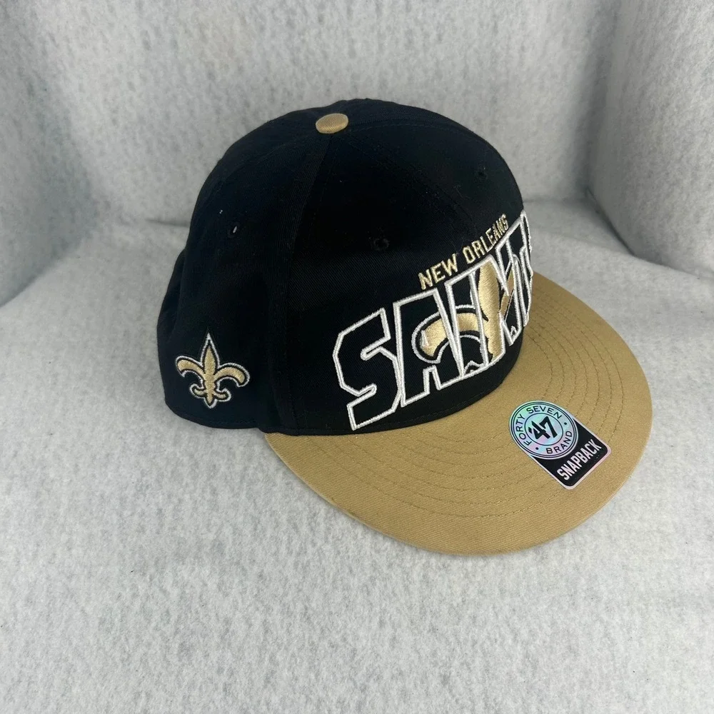 47 Brand New Orleans‎ Saints Hat Mens OSFM Black Gold Snapback NFL Football Cap